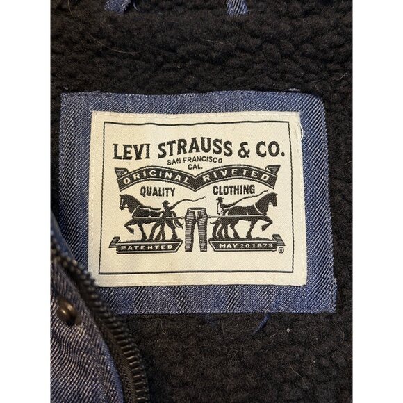 Levi's Men's Soft Shell Two Pocket Sherpa Lined Hooded Trucker Jacket Blue XL - Picture 7 of 10